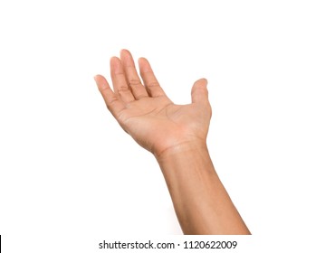 Man hand isolated on white background. - Shutterstock ID 1120622009