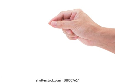 Man Hand Picking Up Isolated On White Background. Clipping Path