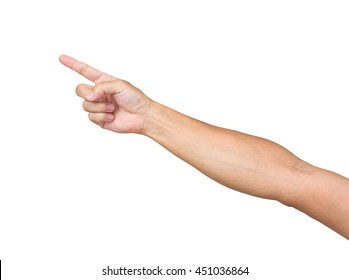 Man Hand Point Isolated On White Background, Clipping Path