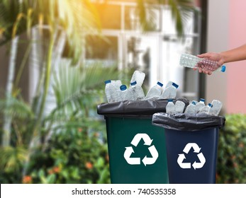 man hand putting plastic reuse  for recycling concept environmental protection world recycle - Shutterstock ID 740535358