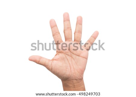 Man hand showing the five fingers
