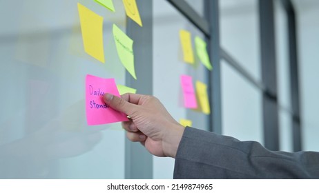 Man Hand Sticking Paper On Scrum Stock Photo 2149874965 | Shutterstock