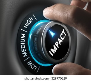 Man hand turning a knob in the highest position,  Concept image for illustration of high impact communication and advertising campaign. 