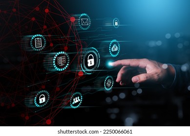 man hand unlock central lock cyber security key to acquiring personal financial transaction technology - Shutterstock ID 2250066061