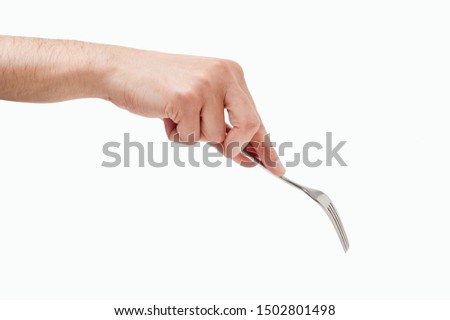 Similar – Image, Stock Photo Hand with cutlery and a bowl of green salad. Top view.