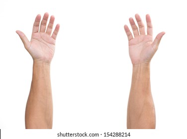 Man hands isolated on white background