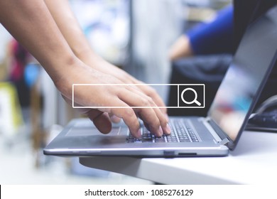 Man hands typing on laptop keyboard  for searching data on internet network . businessman using Searching Browsing Internet internet of things - Shutterstock ID 1085276129