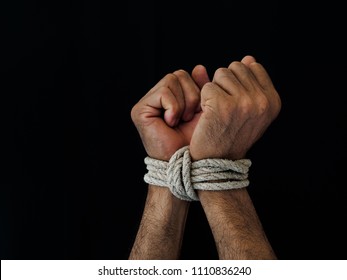 Man Hands Were Tied Rope Violence Stock Photo (Edit Now) 1104030272