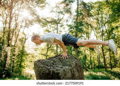 Man Handstand Exercise In Nature