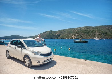 A man has arrived at his vacation destination - Powered by Shutterstock