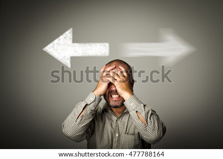Man has to decide between two directions. Man is full of doubts and hesitation.