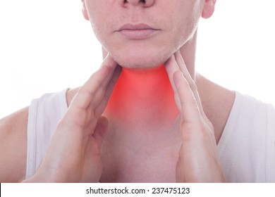 Man Has A Pain In Throat, Medicine Concept