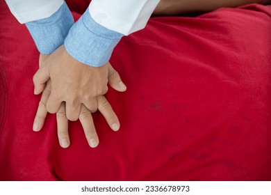 man has practiced cardiopulmonary resuscitation CPR for patients with sudden cardiac arrest. man able to help Cardiopulmonary CPR people who have had cardiac arrest to return to consciousness again.
 - Powered by Shutterstock