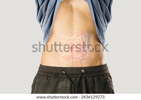 A man has a stomachache because of a problem with his small intestine