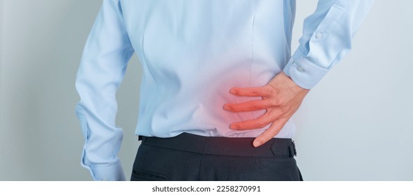 man having back pain. Urinary system and Stones, Cancer, world kidney day, Chronic kidney stomach, liver pain and pancreas concept - Shutterstock ID 2258270991