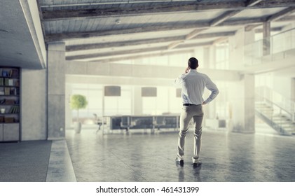 Man having business talk  . Mixed media - Shutterstock ID 461431399