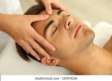 Man Having Head Massage Close Up