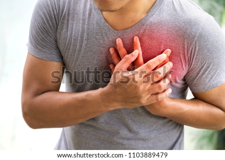 man having heart attack. healthcare concept