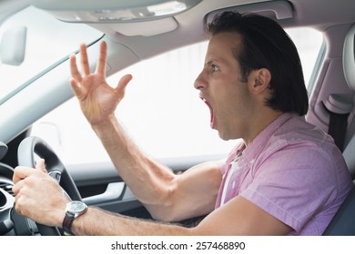 Man Having Road Rage In His Car