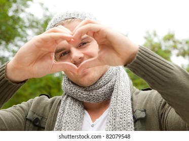 man with heartsign