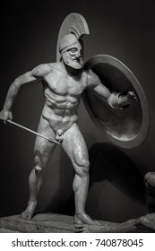 Man In Helmet Greek Ancient Sculpture Of Warrior