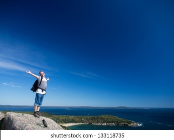 Man Hiking In Acadia National Park