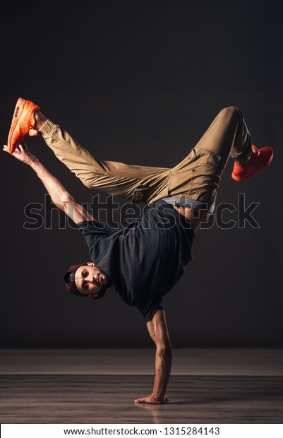 Man Hip Hop Dancer Bboy Freezes Stock Photo Edit Now 1315284143