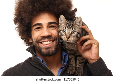 Man with his cat