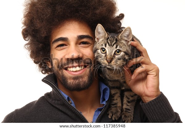 Man His Cat Stock Photo (Edit Now) 117385948