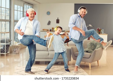 Man with his father and son listening to music at home - Powered by Shutterstock