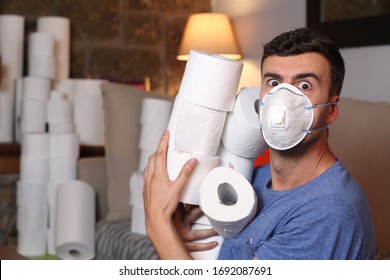 Man Hoarding Toilet Paper During Pandemic