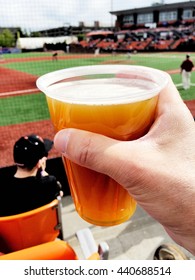 Man Holding Beer At An American Baseball Game