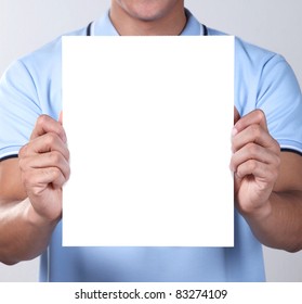 A Man Holding Blank Paper