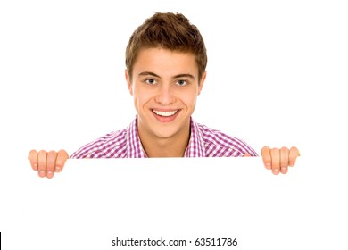 Man Holding Blank Sign