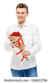 Man Holding Bouquet Of Roses