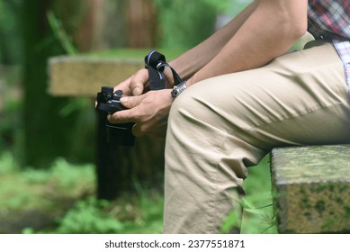 a man holding a camera