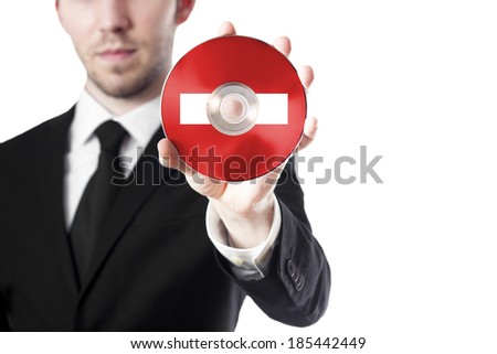 man holding cd stop