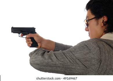 Man Holding Gun Profile