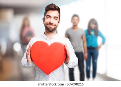 Man Holding A Heart Shape