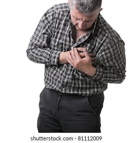 Man Holding His Chest - Maybe A Heart Attack