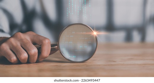 man holding a magnifying glass, Searching and browsing the Internet, Search engine optimization, SEO , technology searching for information around the world, access to information on the internet

