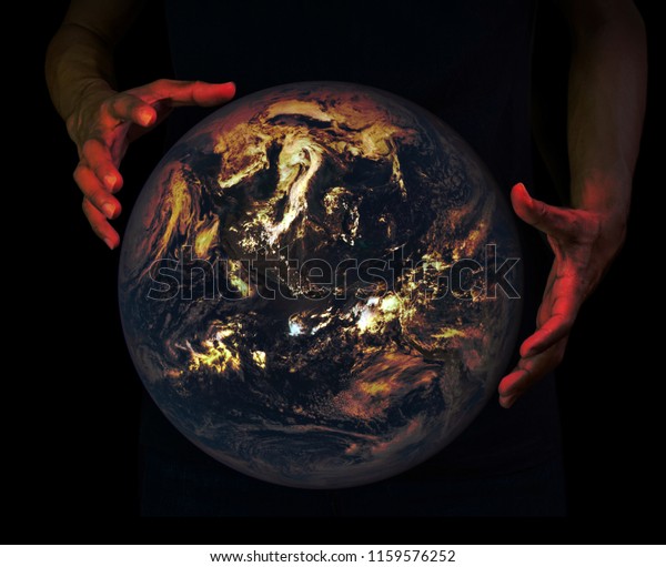 Man Holding Planet Earth Handsthe Concept Stock Photo 1159576252