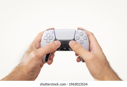 Man Holding Playstation 5 Controller, 26 April, 2021, Sao Paulo, Brazil