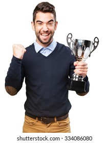 Man Holding A Trophy