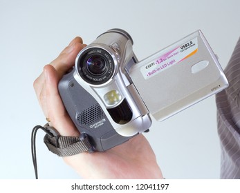 Man Holds Amateur Digital Videocamera Stock Photo 12041197 Shutterst