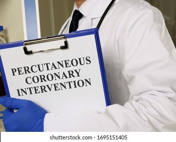 Man Holds Inscription Percutaneous Coronary Intervention Pci In The Hospital.