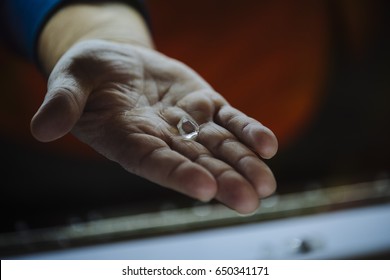 A Man Holds A Rough Uncut Diamond In Northern Quebec On Wednesday, October 19, 2016.