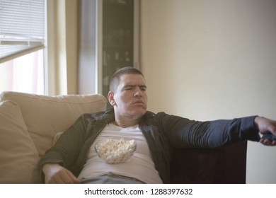 Man At Home Watching Tv.