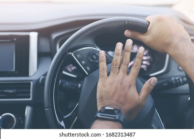 The man honk the horn in the car - Shutterstock ID 1682313487