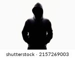 Man in Hood silhouette. Boy in a hooded sweatshirt. Isolate